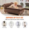 VEVOR Pet Sofa, Dog Couch for Medium-Sized Dogs and Cats, Soft Velvety Dog Sofa Bed, 81 lbs Loading Cat Sofa, Dark Brown