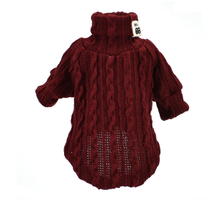 Dog Sweater Turtleneck Solid Color Dogs Clothes Warm Cotton For Puppy Small Medium Dogs Sweatshirt Jacket Chihuahua Teddy (Option: Wine Red-L)