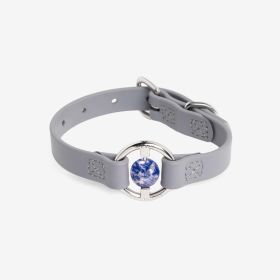 Luxury Spill-Proof Dog Collar Embedded with Healing Crystal (Color: Sea Lavender, size: X-Small)