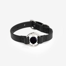 Luxury Spill-Proof Dog Collar Embedded with Healing Crystal (Color: Black, size: small)