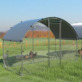 Large metal chicken coop upgrade three support steel wire impregnated plastic net cage, Oxford cloth silver plated waterproof UV protection (Color: as Pic)